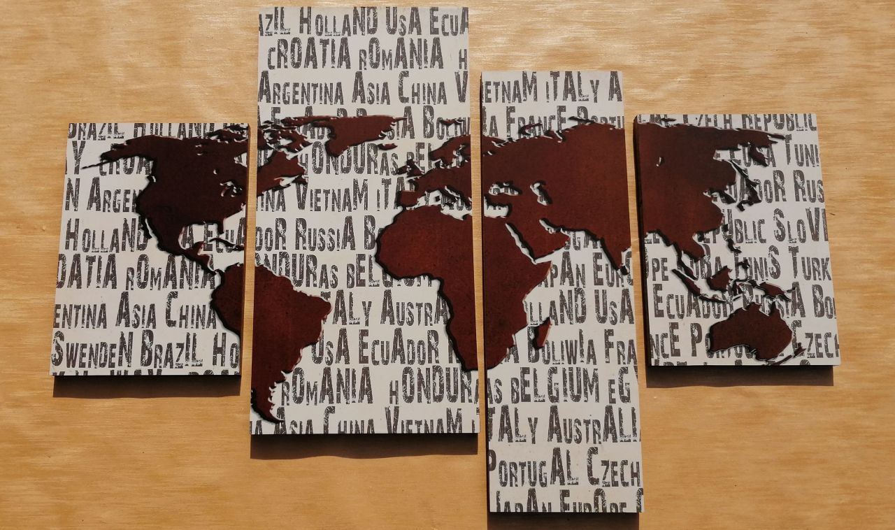 Kontinensek 4 részes falikép 100 x 70 Kontinensek 4 részes falikép 100 x 70