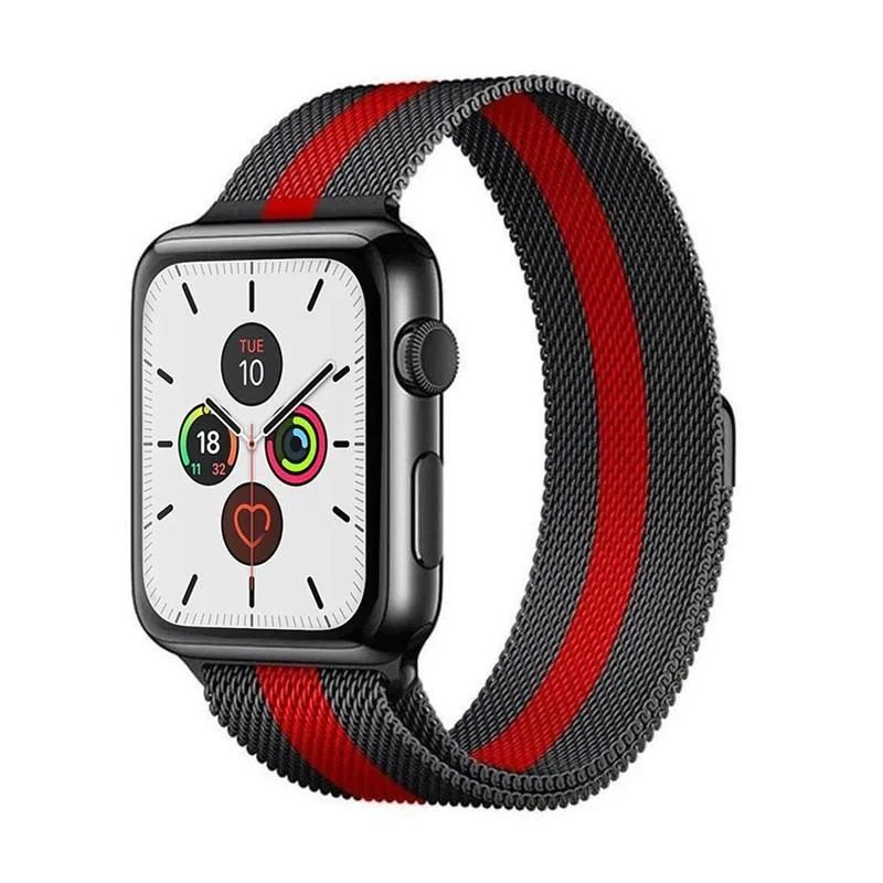 Milánó Red-Black Fém Óraszíj Apple Watch 42/42/45/49 (mágneses)