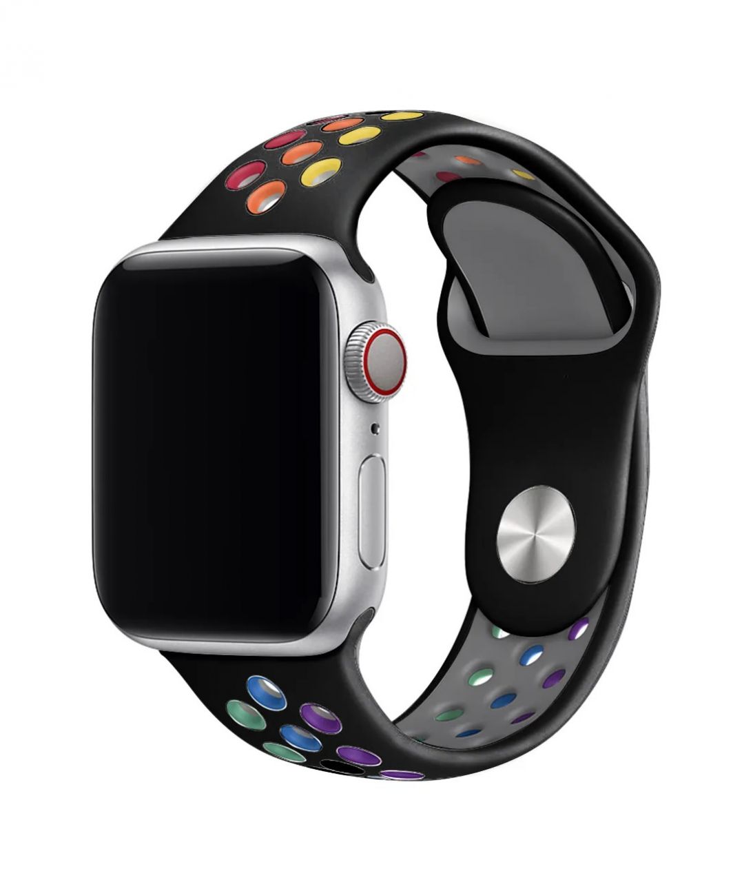 Sports Wear Black-Rainbow Szilikon Óraszíj Apple Watch 38/40/41